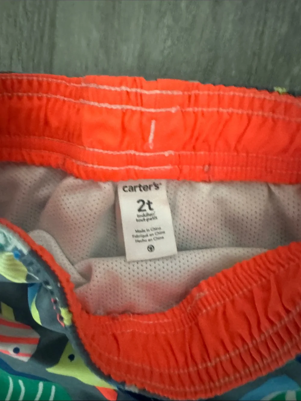 Carter's Kids Swim Trunks - Multicolor Fish Print + Blue Stripes Size 2T